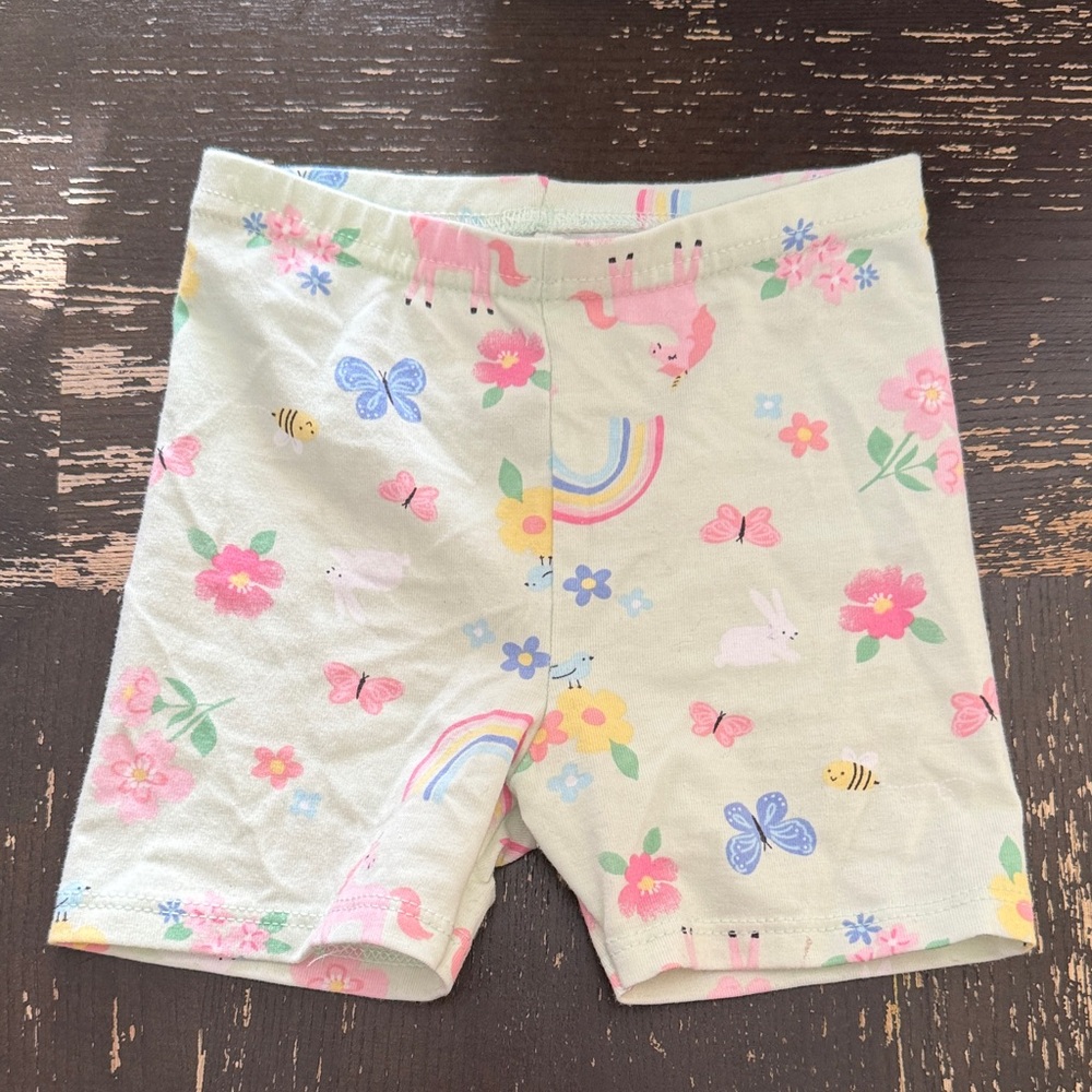 Carter's Pastel Green Unicorn & Rainbow Floral Girls' Shorts
